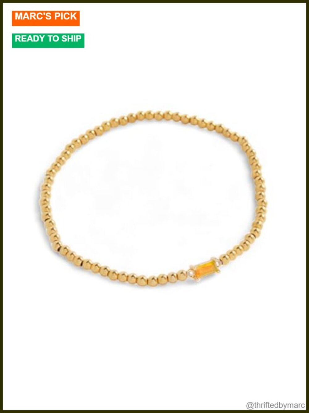 Mint & Lily Gold Plated Beaded Birthstone Bracelet 7in Stretch
